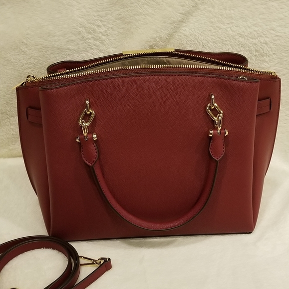NWT Michael Kors Rochelle LG Satchel brandy red - Picture 3 of 8